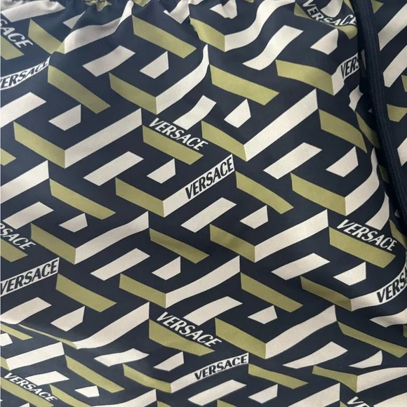 Versace Olive & Black Geometric Print Shorts - Picture 2 of 3